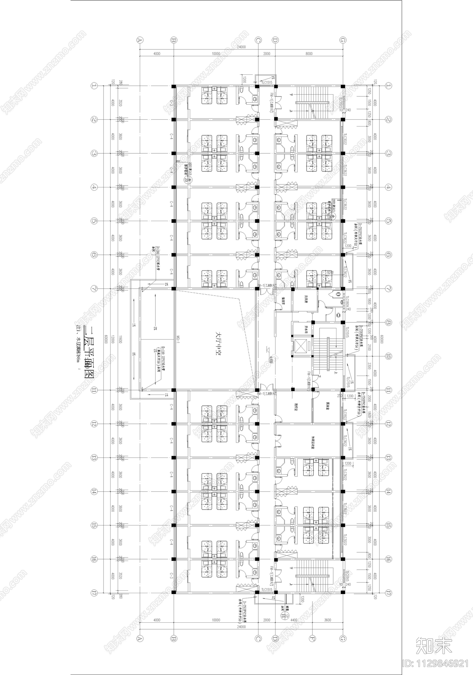 浙江东源电子有限公司办公楼室内cad施工图下载【ID:1129846921】