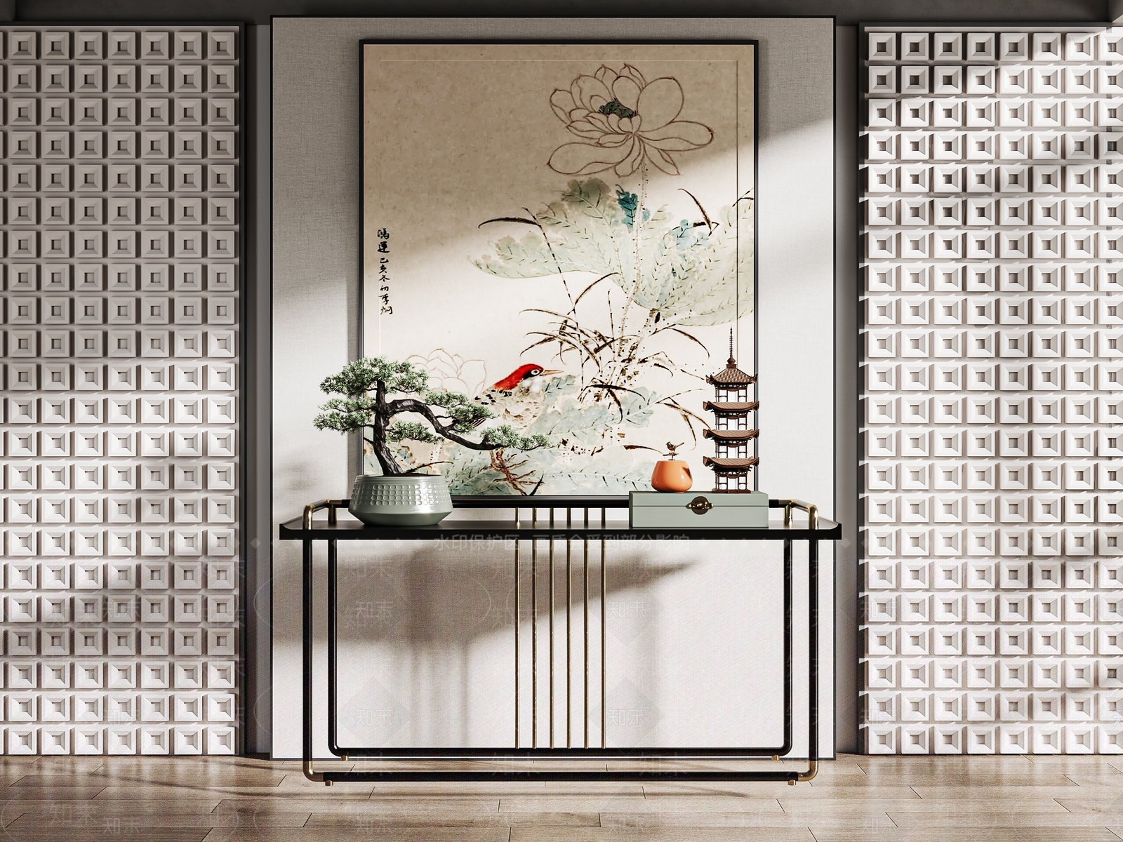 新中式端景条案3D模型下载【ID:1129850869】