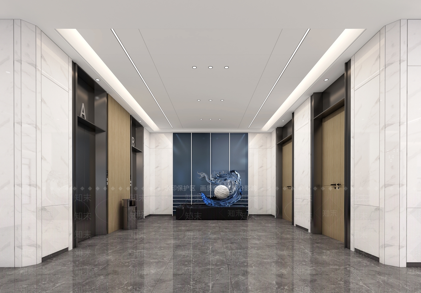 现代电梯间3D模型下载【ID:1129863405】
