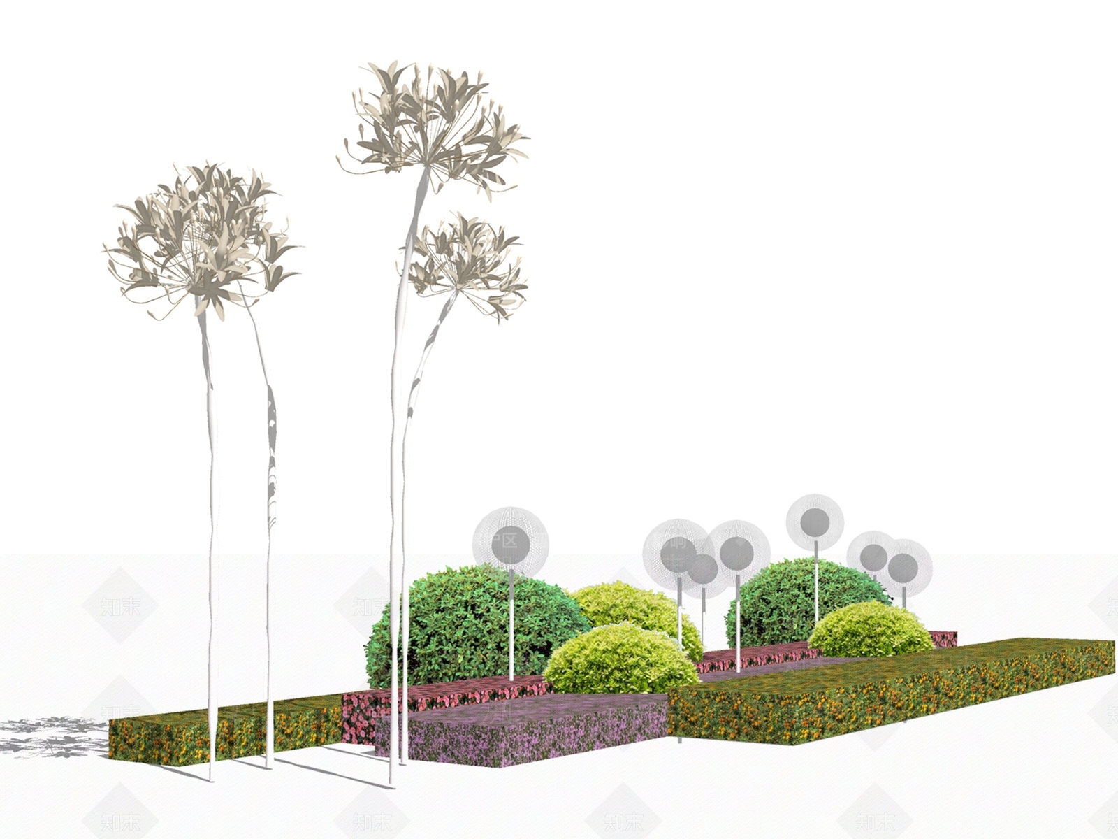 现代花朵景观雕塑SU模型下载【ID:1129868731】