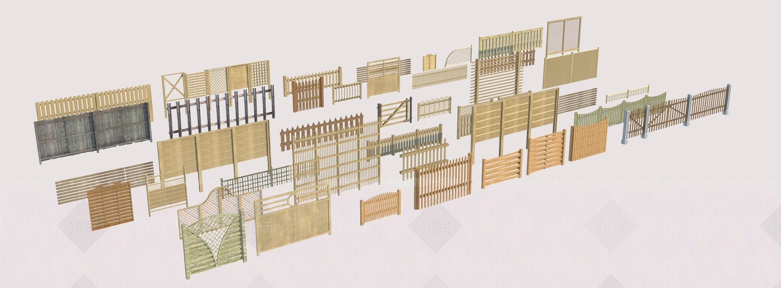 现代木围栏3D模型下载【ID:1129868945】