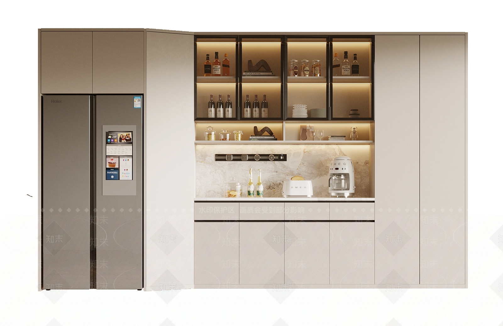 现代冰箱酒柜SU模型下载【ID:1129873759】