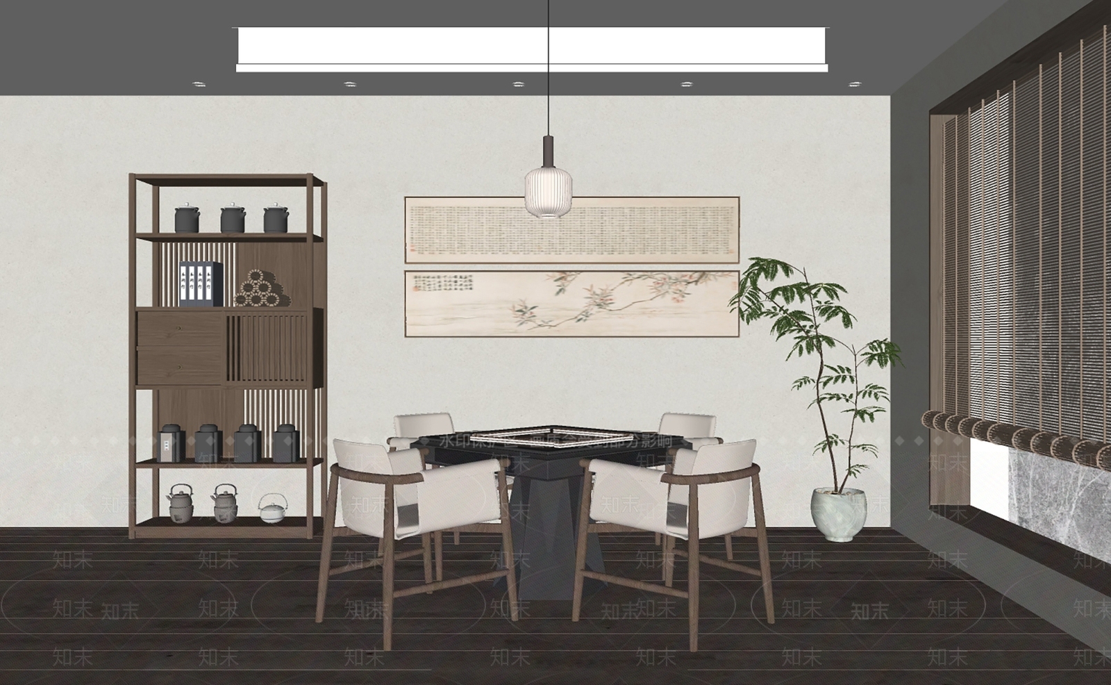 新中式棋牌室SU模型下载【ID:1129875369】