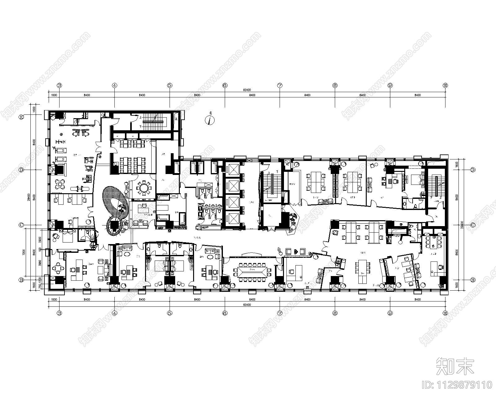 四层办公楼室内cad施工图下载【ID:1129879110】