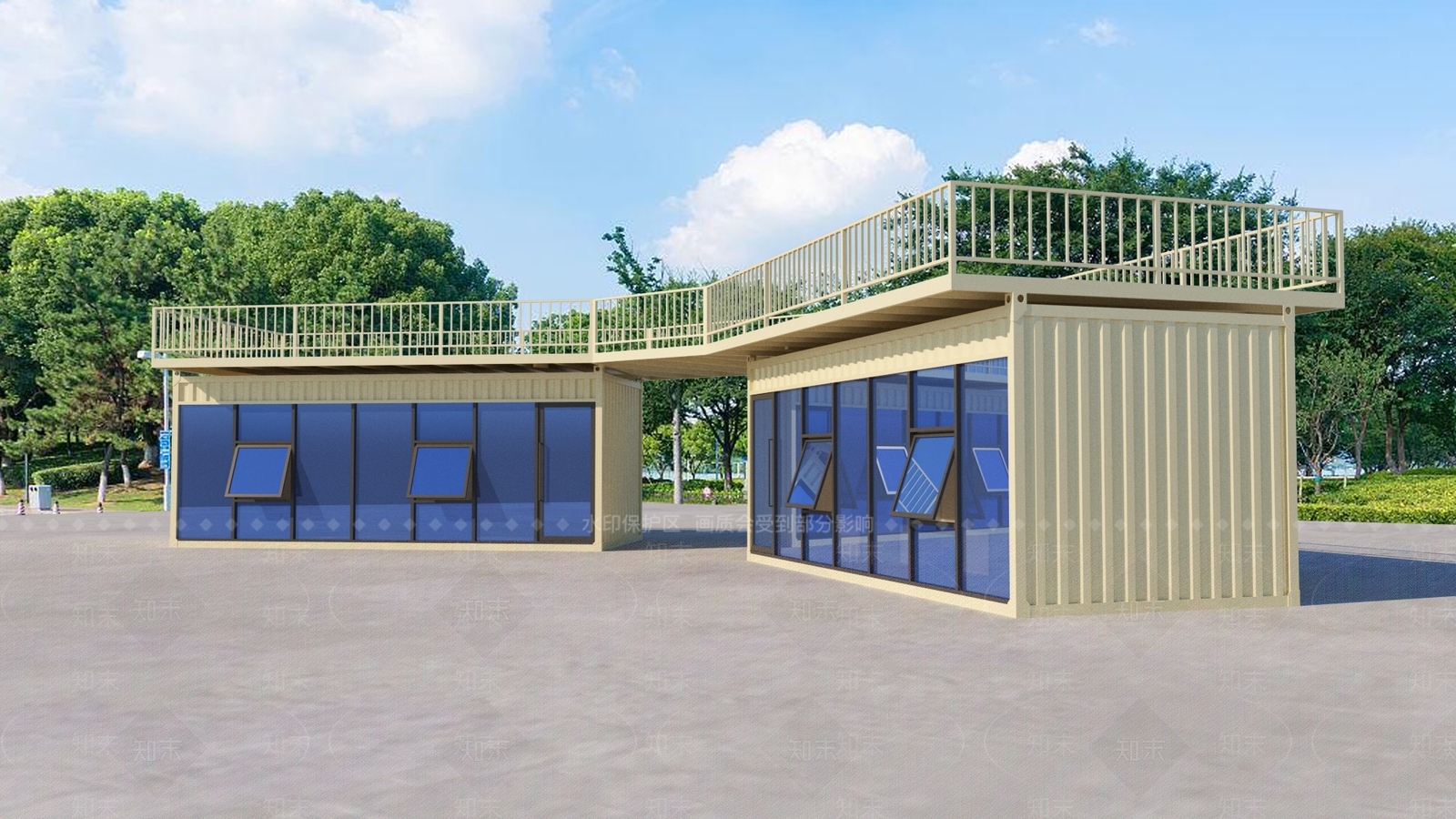 现代集装箱建筑SU模型下载【ID:1129880259】
