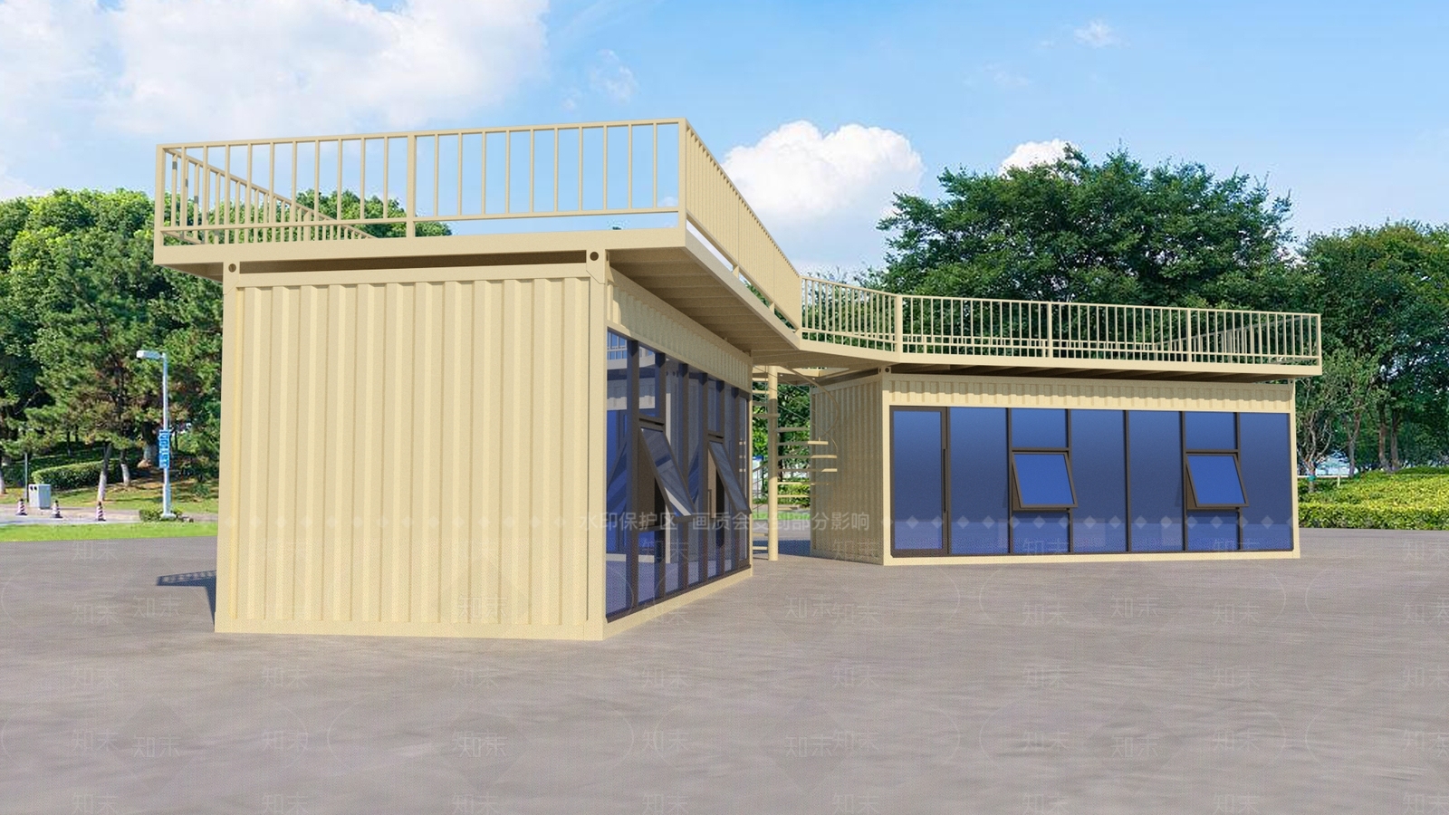 现代集装箱建筑SU模型下载【ID:1129880259】