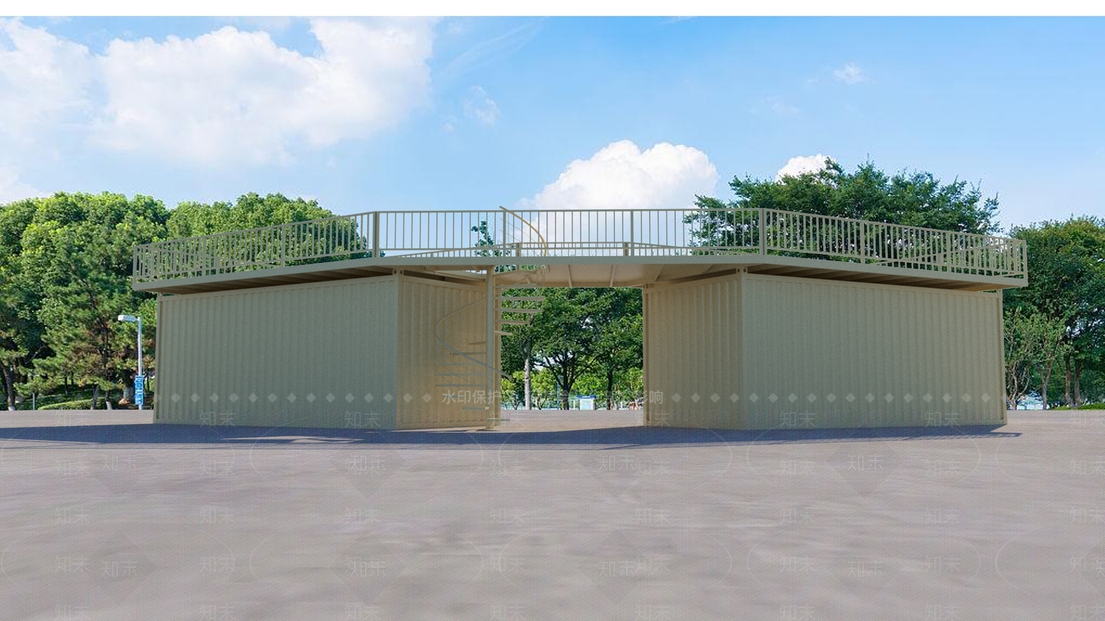 现代集装箱建筑SU模型下载【ID:1129880259】