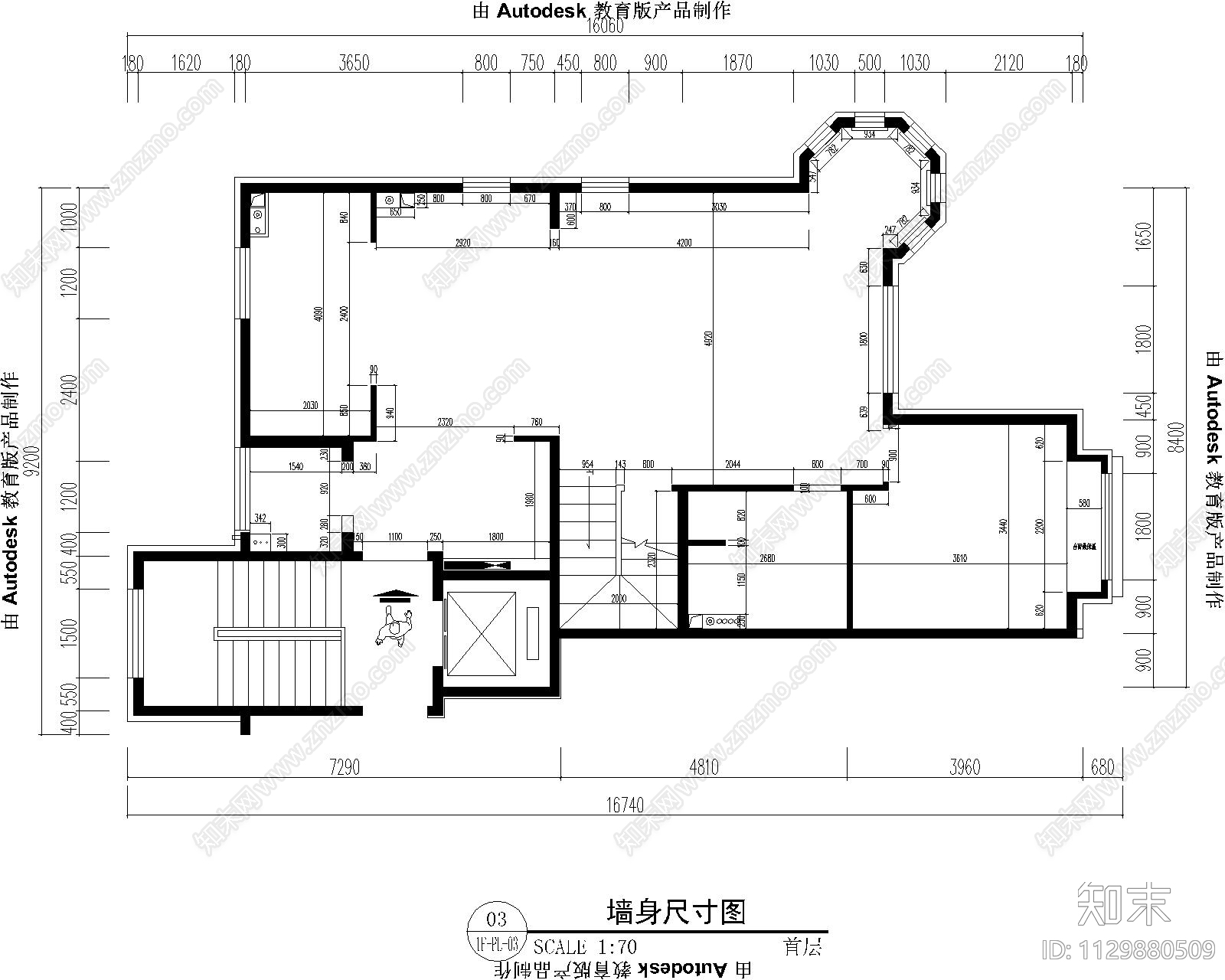 别墅室内装修cad施工图下载【ID:1129880509】