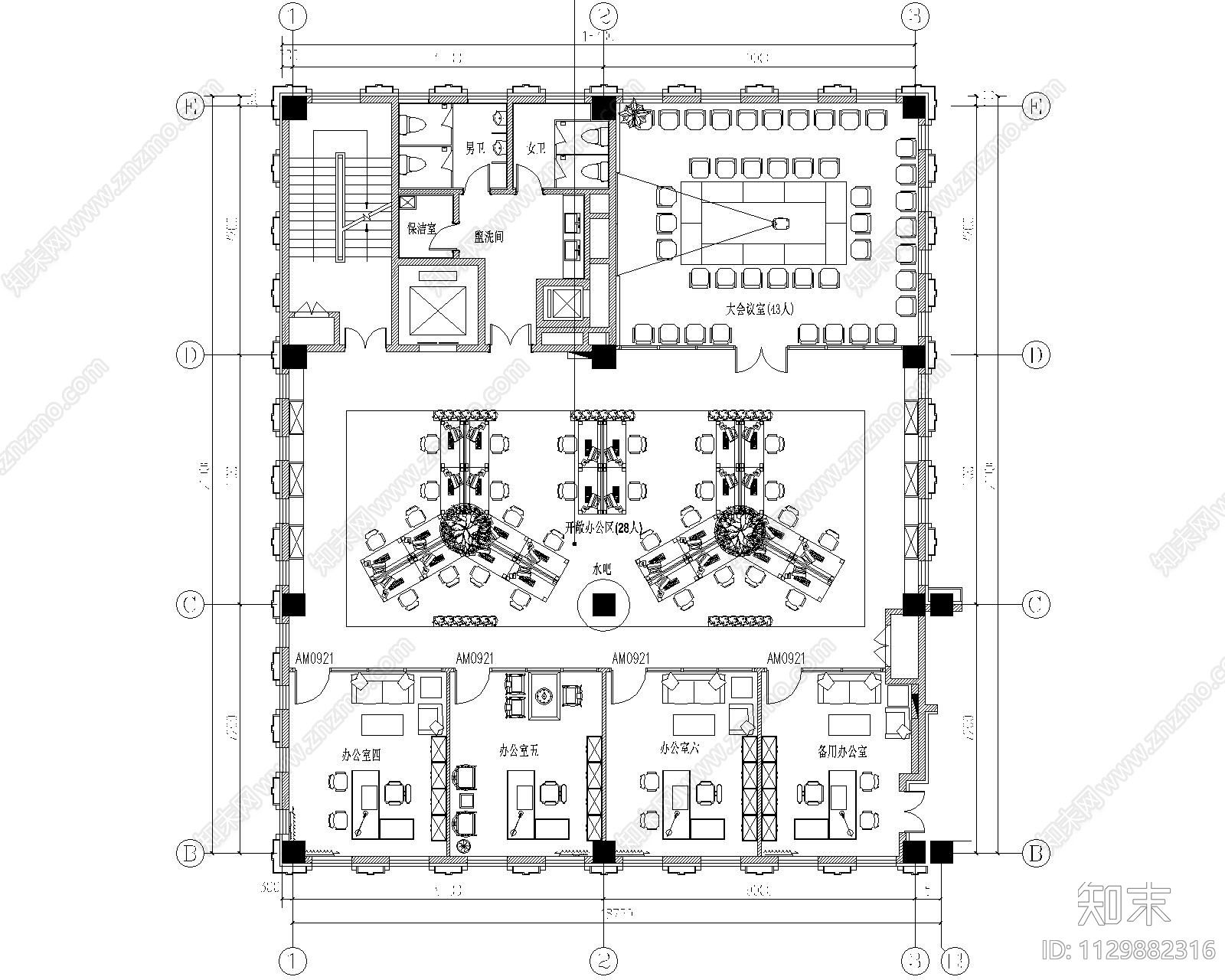 办公楼室内施工图下载【ID:1129882316】