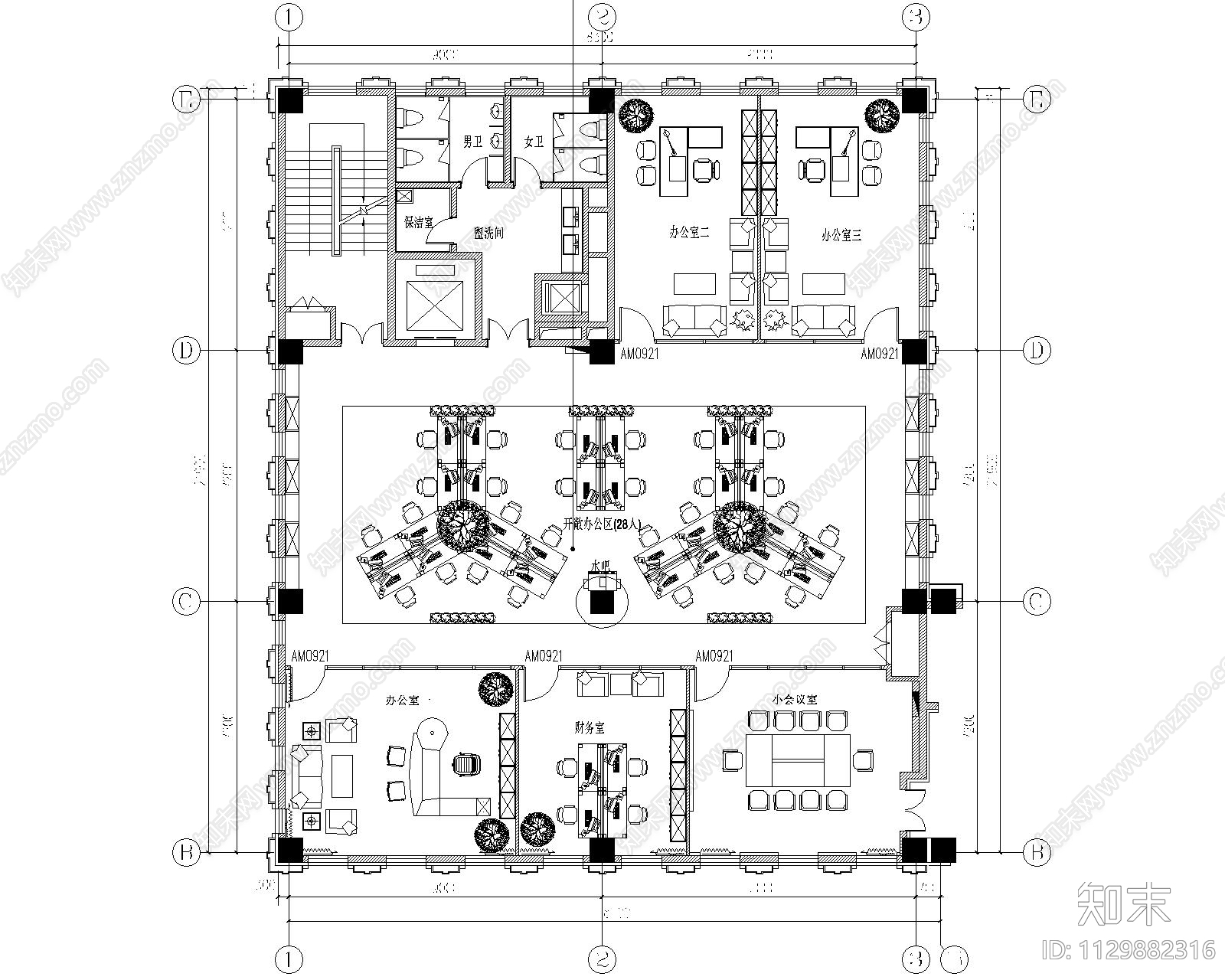 办公楼室内施工图下载【ID:1129882316】