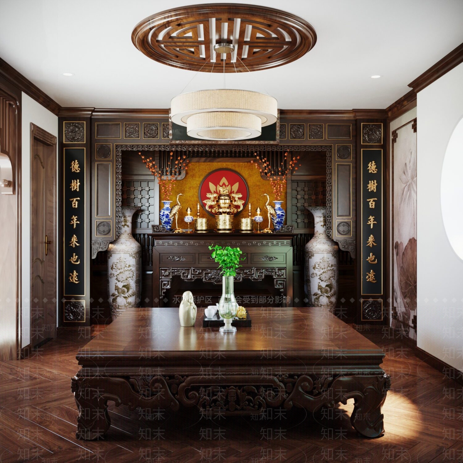 新中式祠堂3D模型下载【ID:1129890528】