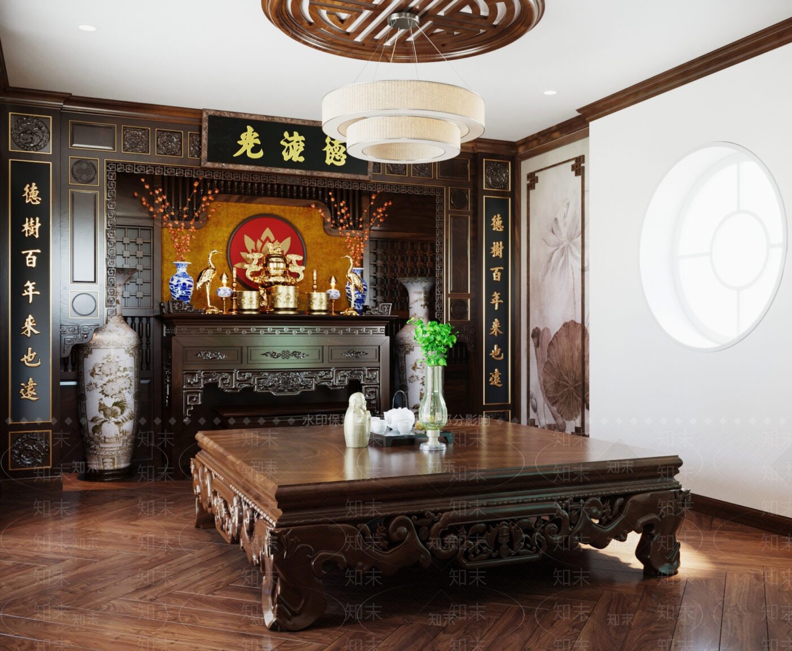 新中式祠堂3D模型下载【ID:1129890528】