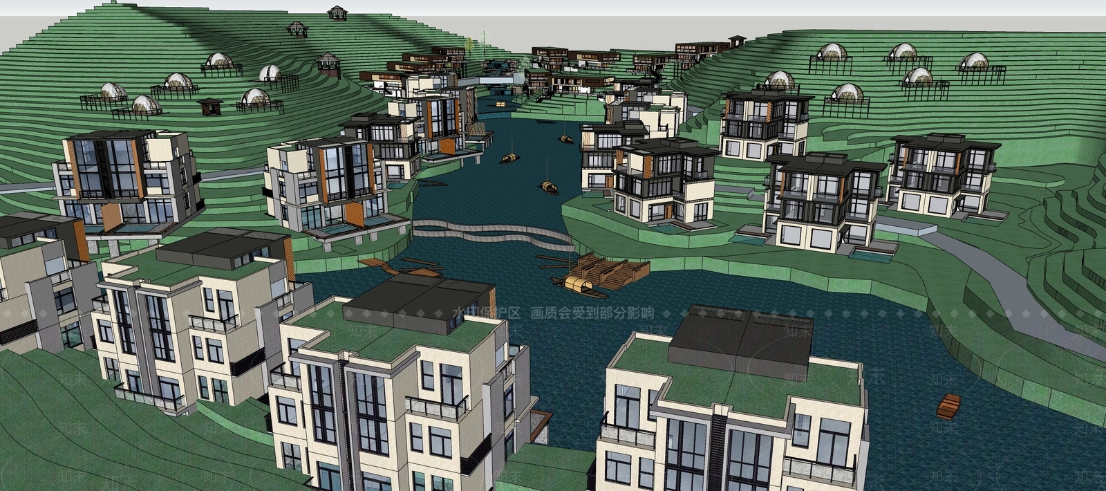 现代度假村SU模型下载【ID:1129892003】