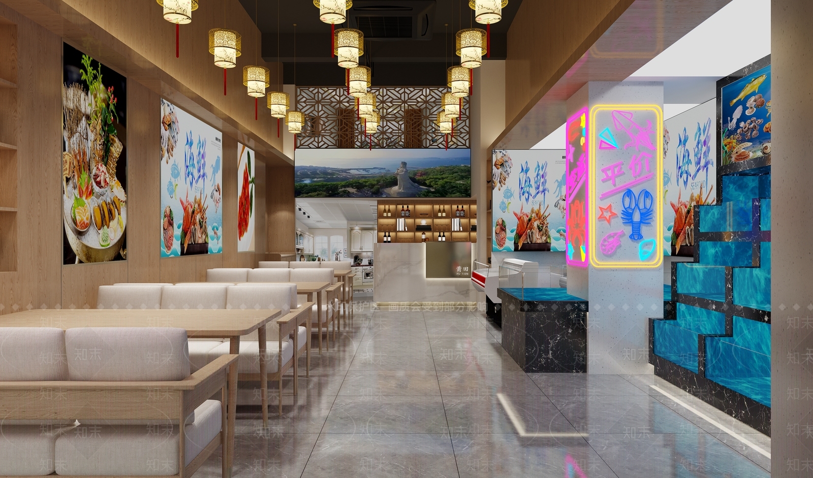 新中式海鲜店3D模型下载【ID:1129896737】