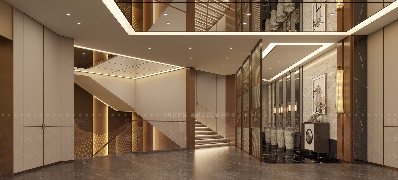 新中式楼梯间3D模型下载【ID:1129898317】