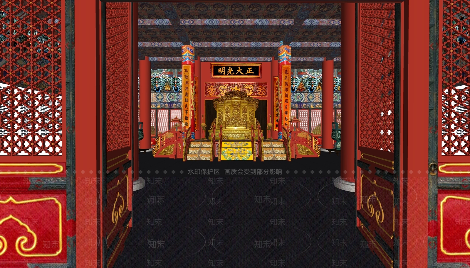 中式古建故宫大殿SU模型下载【ID:1129900196】