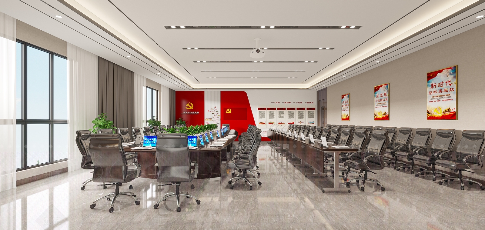 现代党建会议室3D模型下载【ID:1129902135】