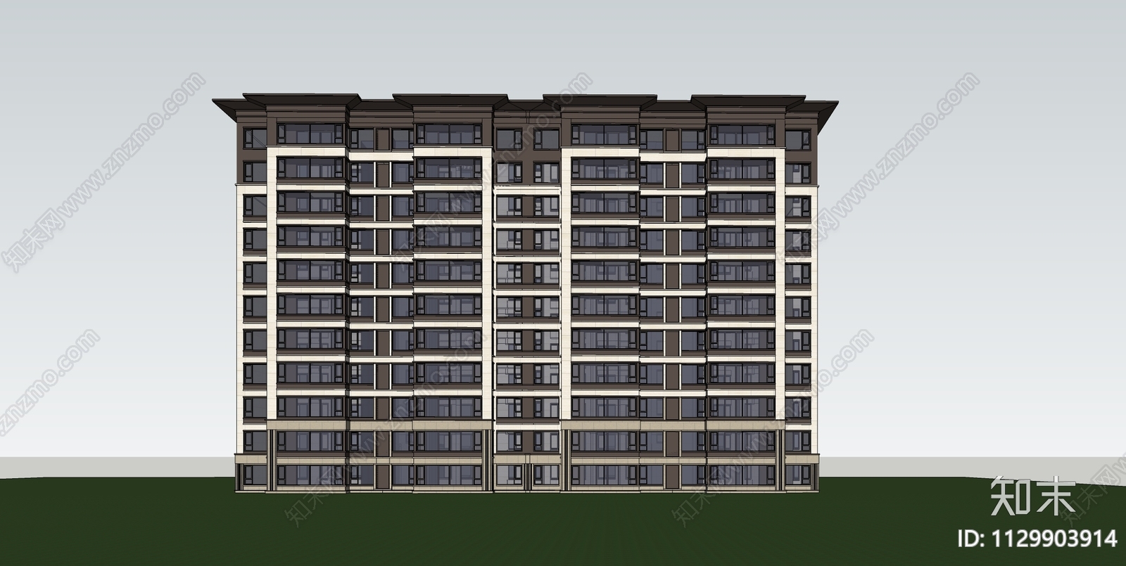 新中式多层住宅SU模型下载【ID:1129903914】