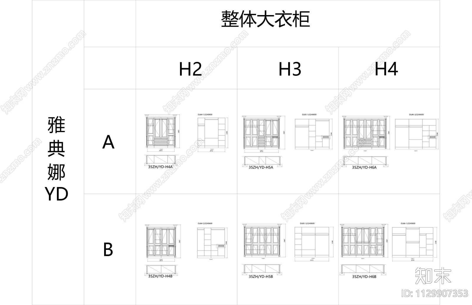 整体大衣柜平面立面施工图下载【ID:1129907353】