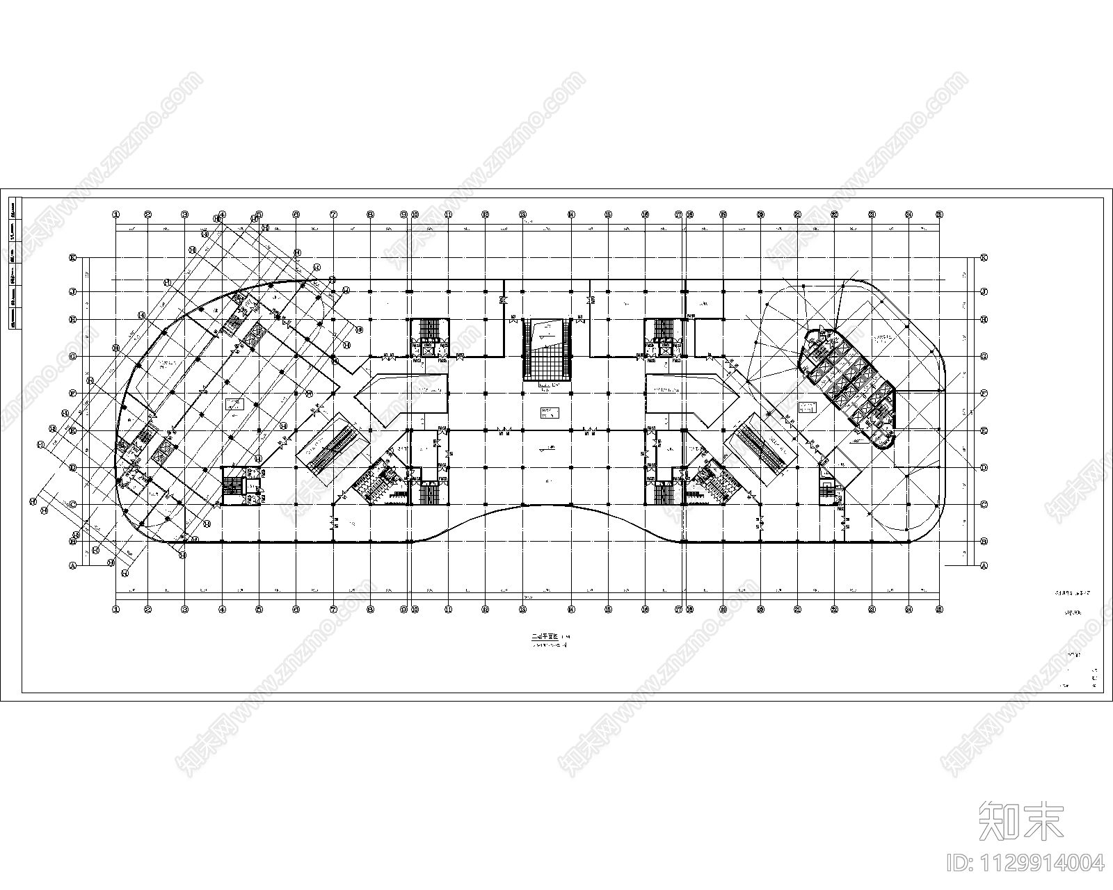 商业高层办公建筑cad施工图下载【ID:1129914004】