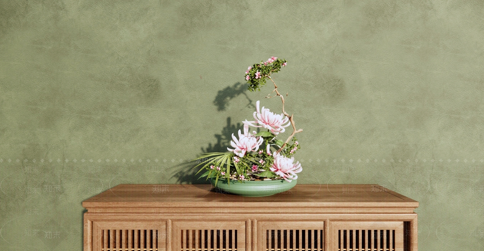 新中式菊花插花SU模型下载【ID:1129918352】