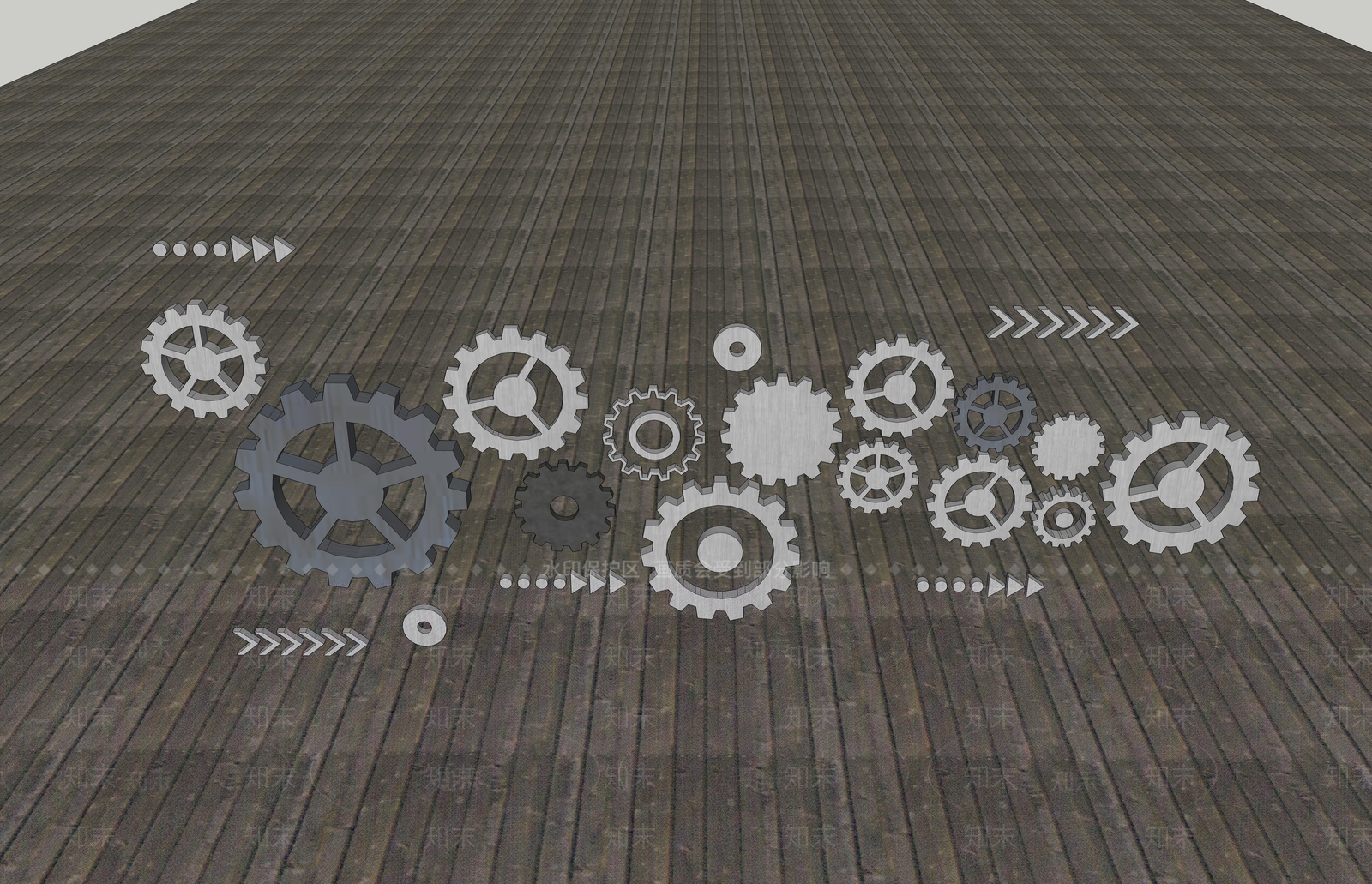 现代墙饰挂件齿轮SU模型下载【ID:1129919684】