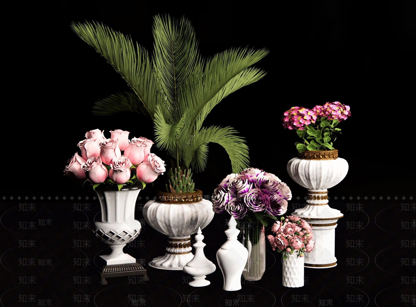 现代植物花瓶摆件SU模型下载【ID:1129922642】