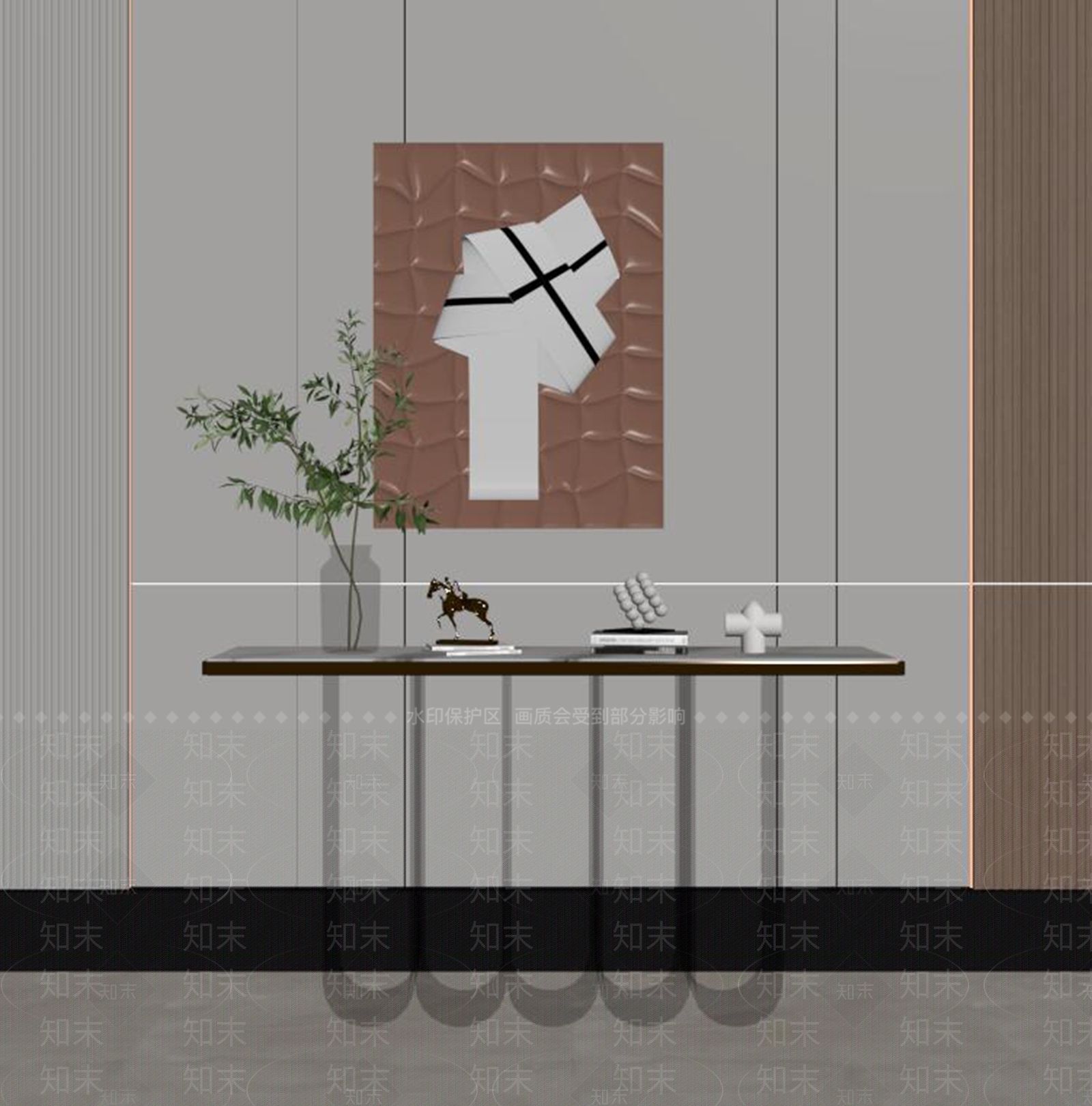 现代端景条案SU模型下载【ID:1129929331】