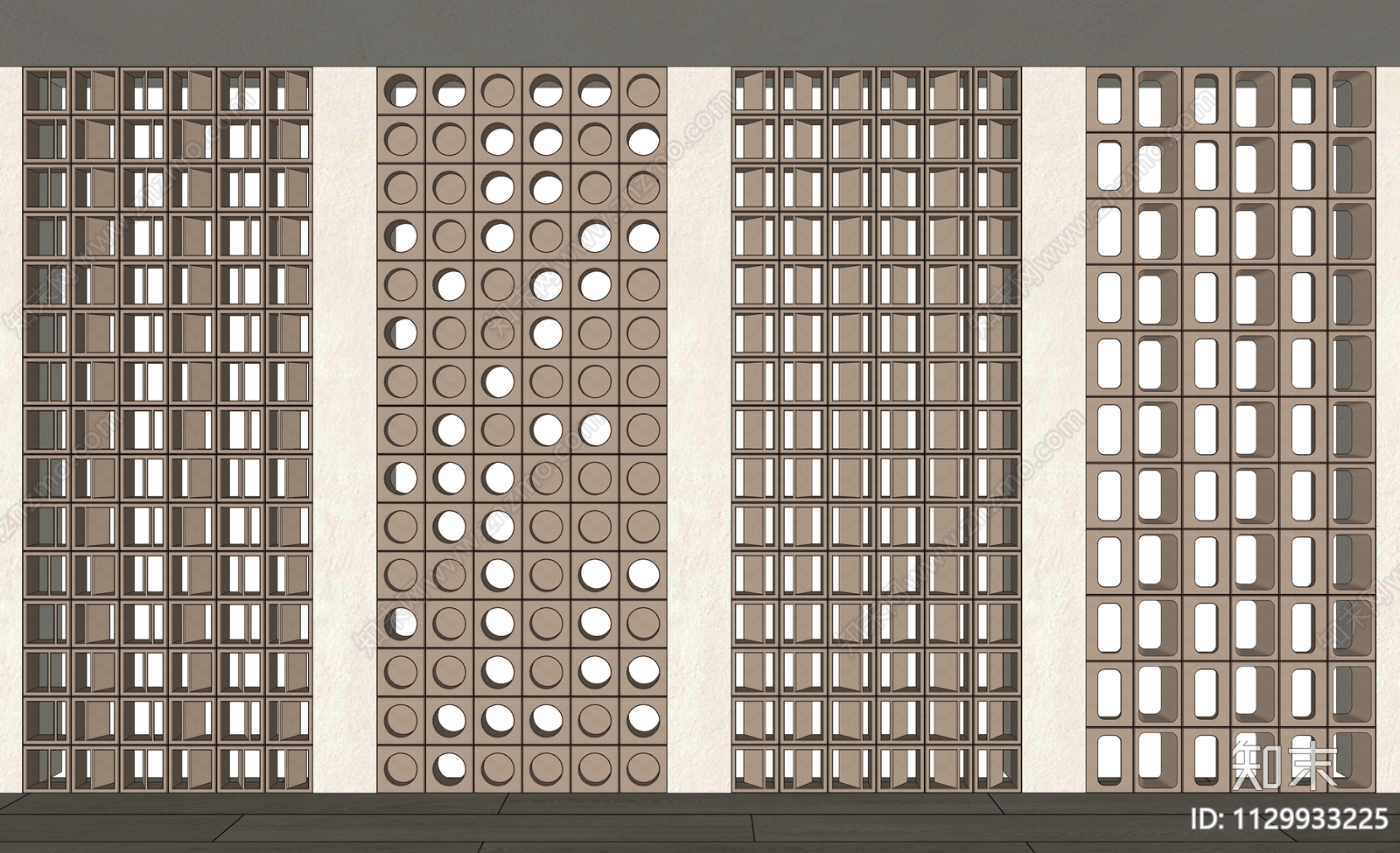 现代镂空水泥砖隔断SU模型下载【ID:1129933225】