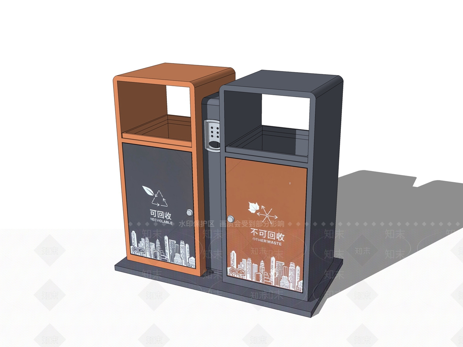 现代公共分类垃圾桶SU模型下载【ID:1129935920】