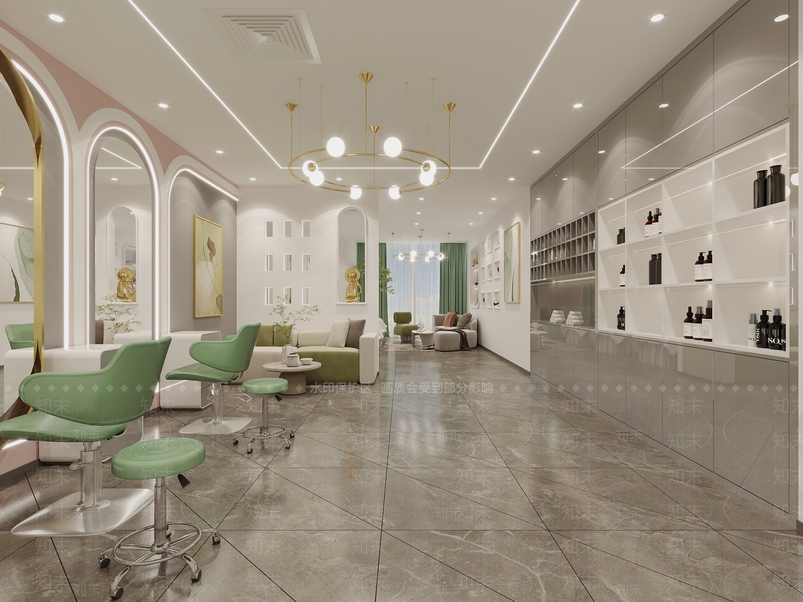现代轻奢理发店3D模型下载【ID:1129937153】