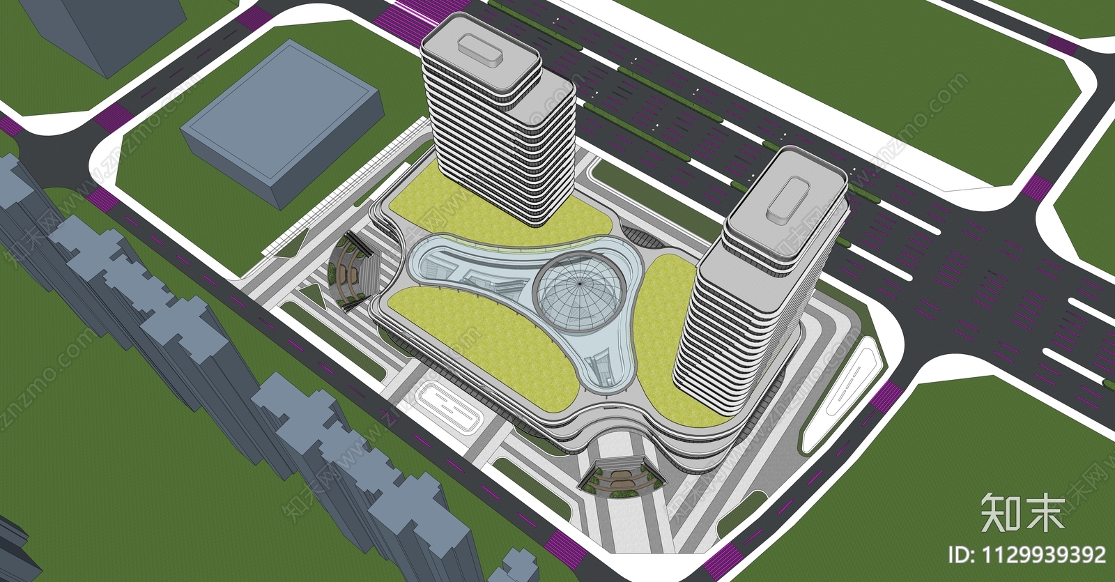 现代商业综合体SU模型下载【ID:1129939392】