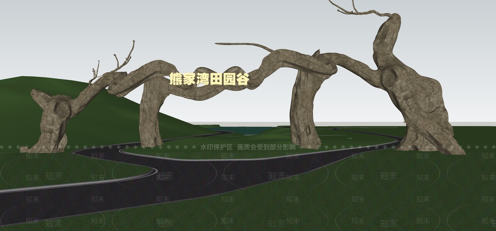 现代入口大门SU模型下载【ID:1129950190】