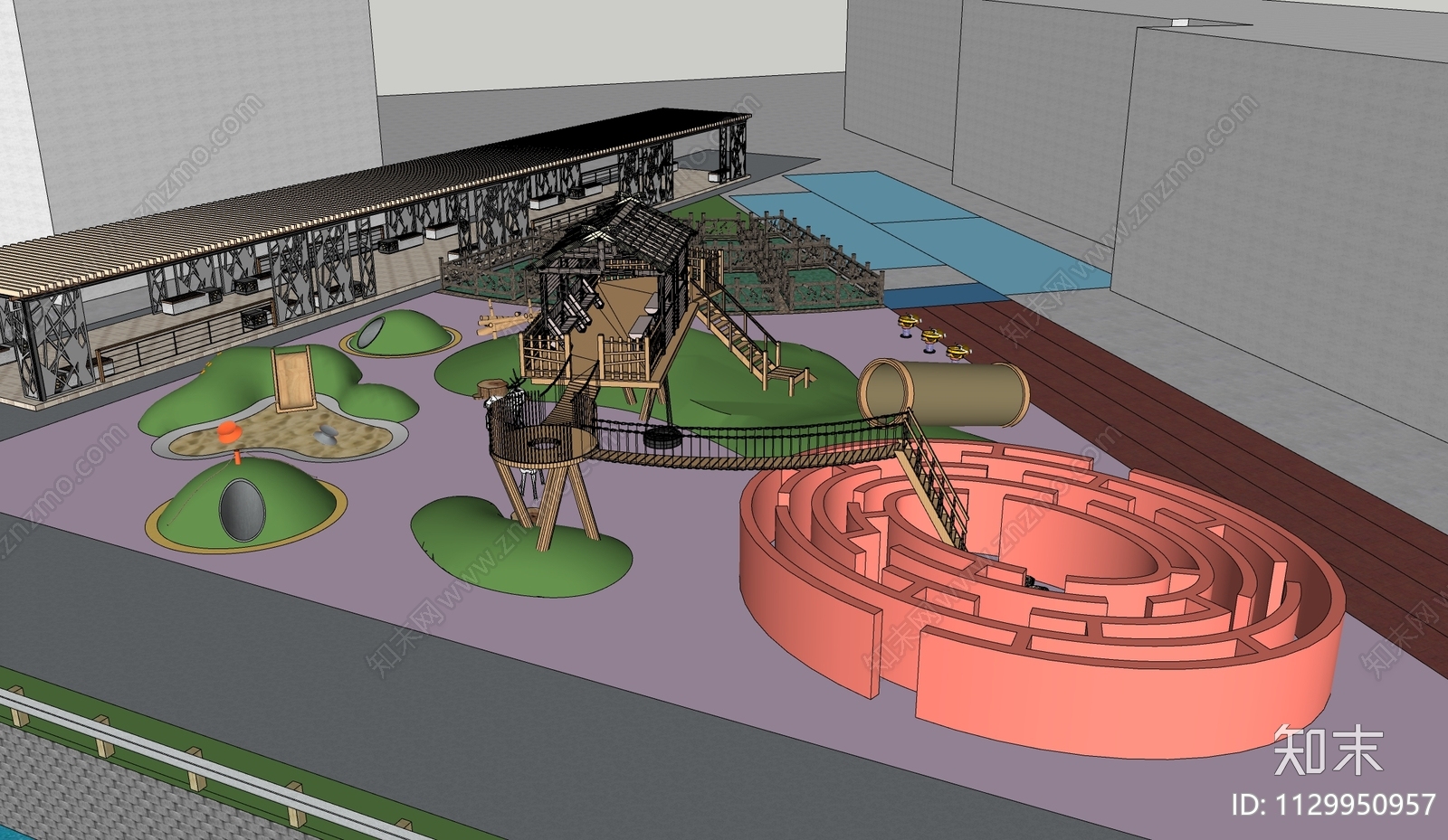 现代儿童游乐区SU模型下载【ID:1129950957】