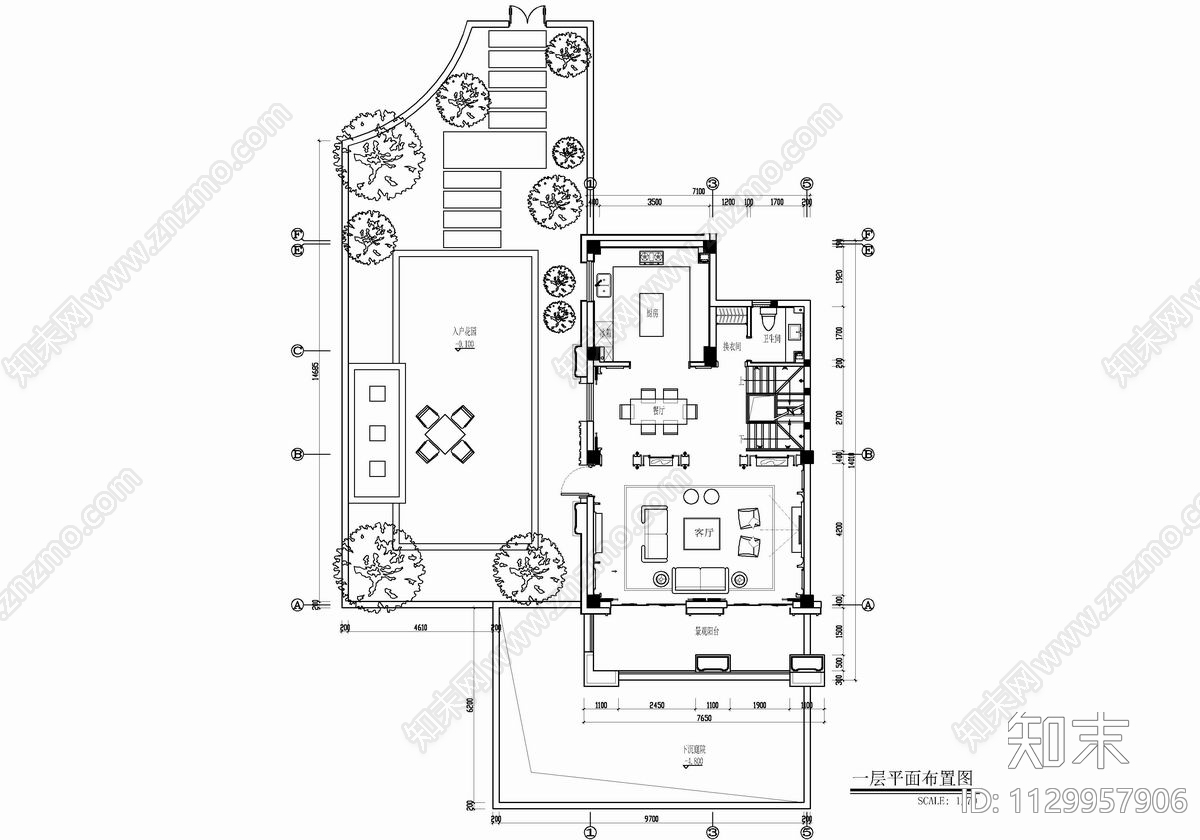 三层别墅cad施工图下载【ID:1129957906】