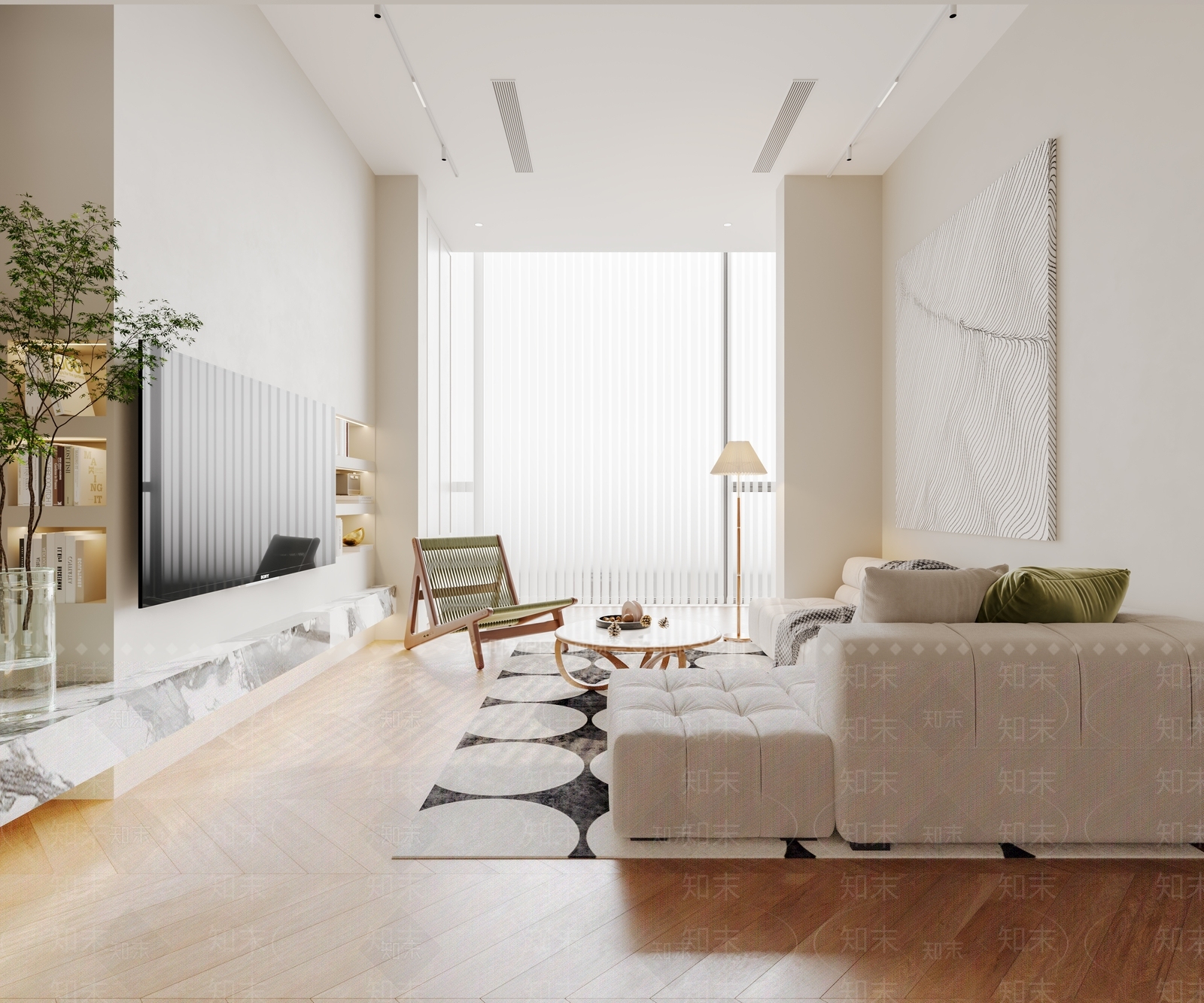 现代奶油风单身公寓3D模型下载【ID:1129963535】