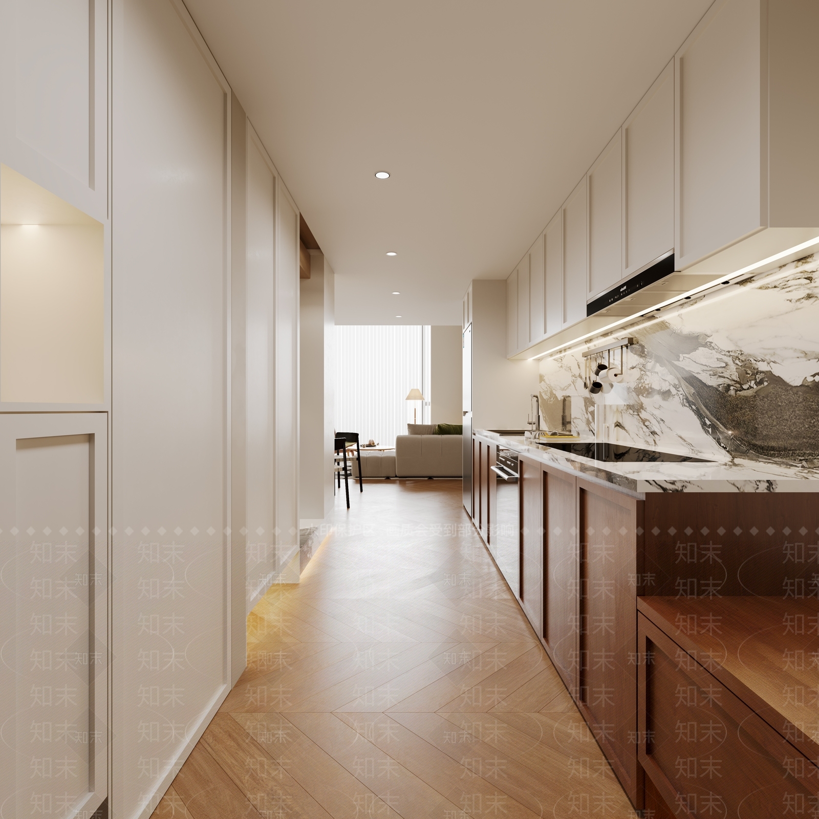 现代奶油风单身公寓3D模型下载【ID:1129963535】
