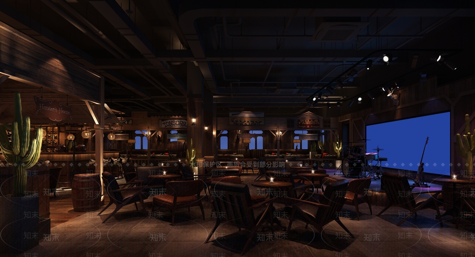 美式西部猎人酒吧3D模型下载【ID:1129967089】