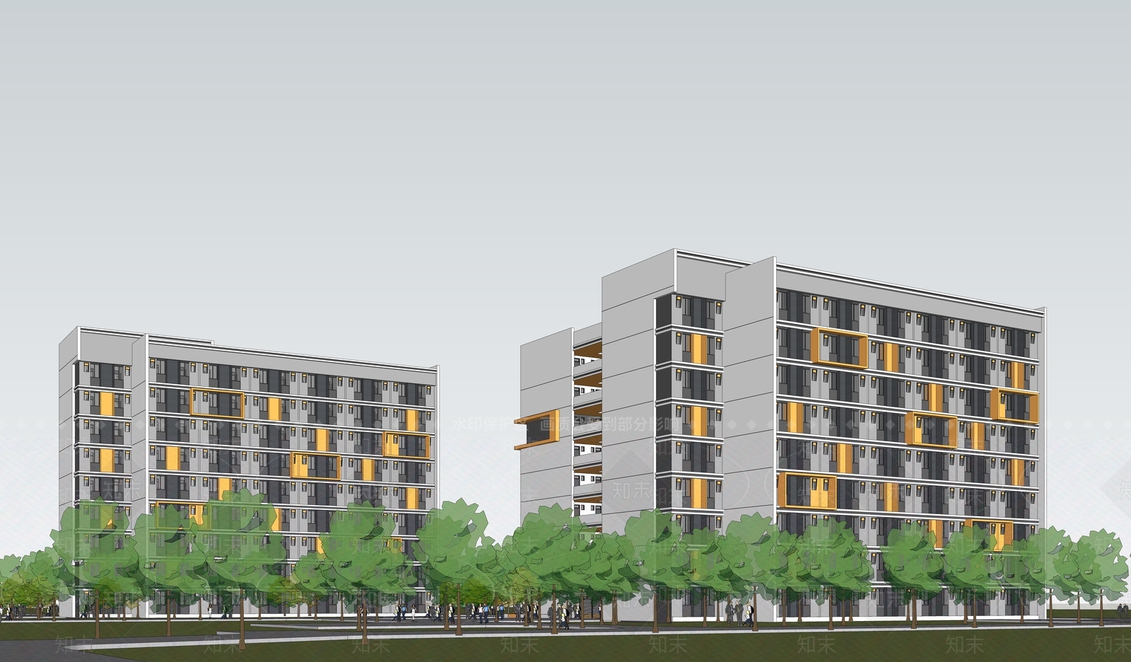 学校建筑SU模型精品下载_SketchUp模型_知末网