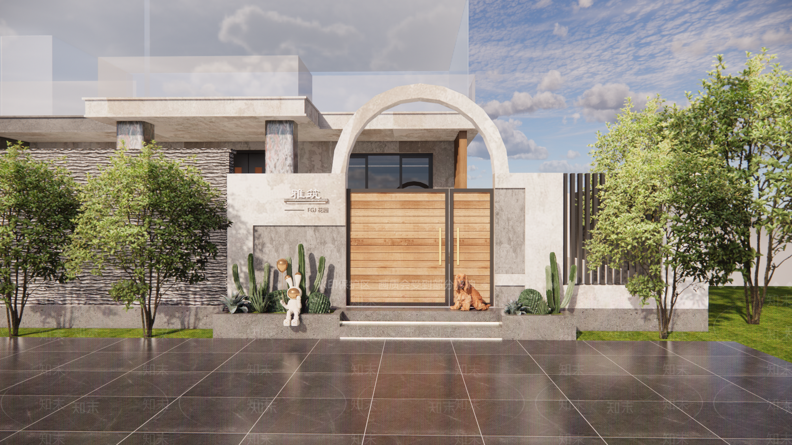 现代别墅庭院大门SU模型下载【ID:1129972892】