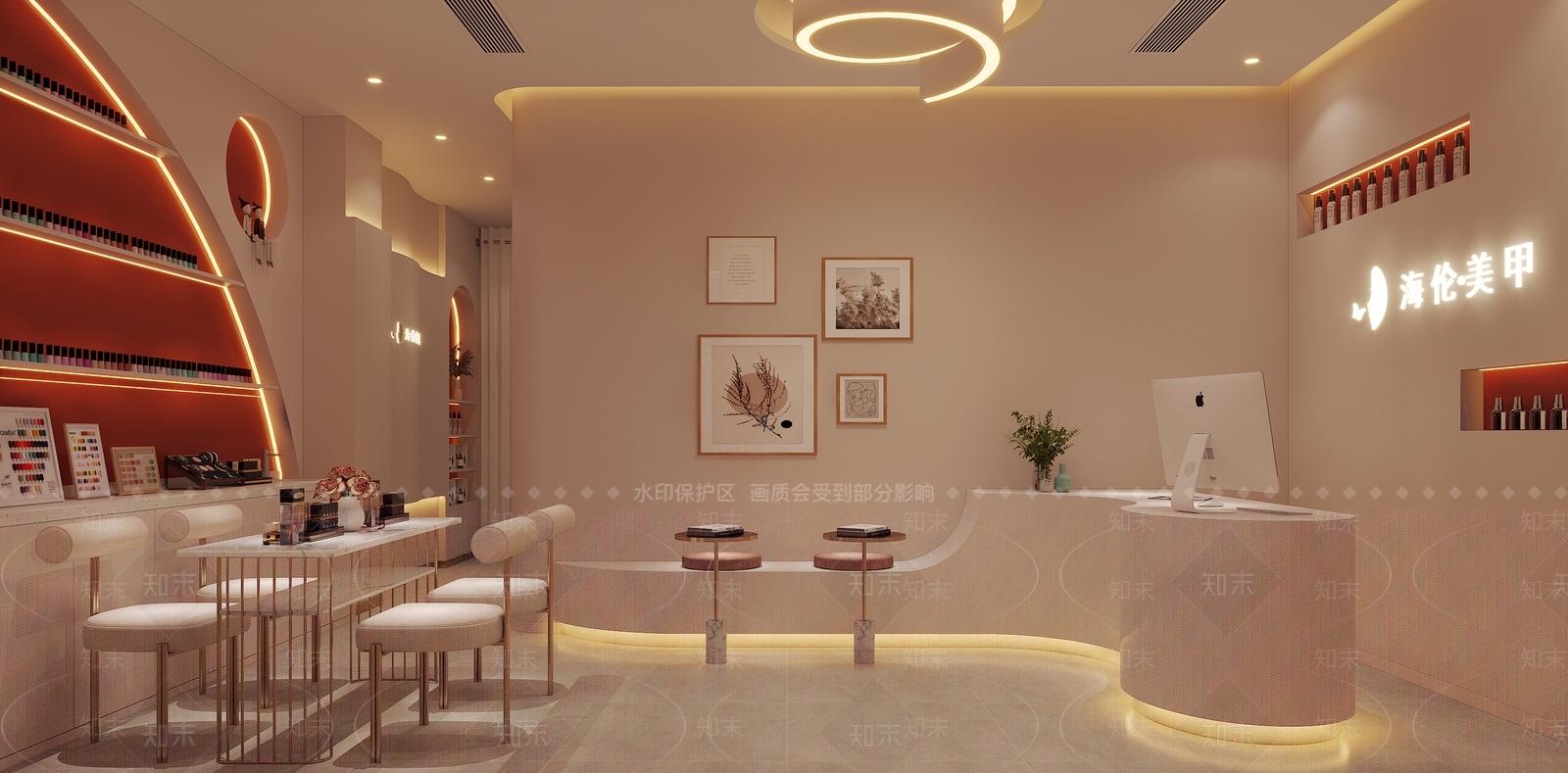 现代轻奢美甲店3D模型下载【ID:1129975266】