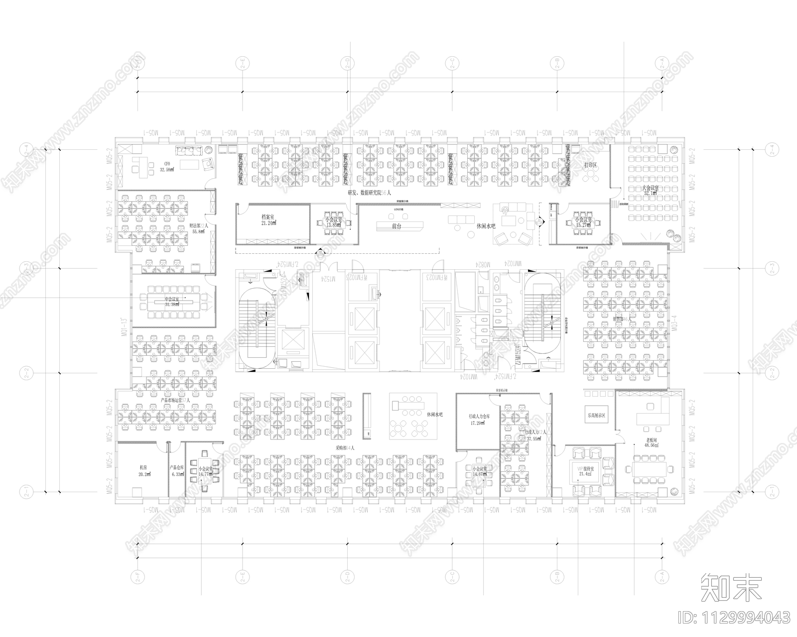 办公室整套cad施工图下载【ID:1129994043】