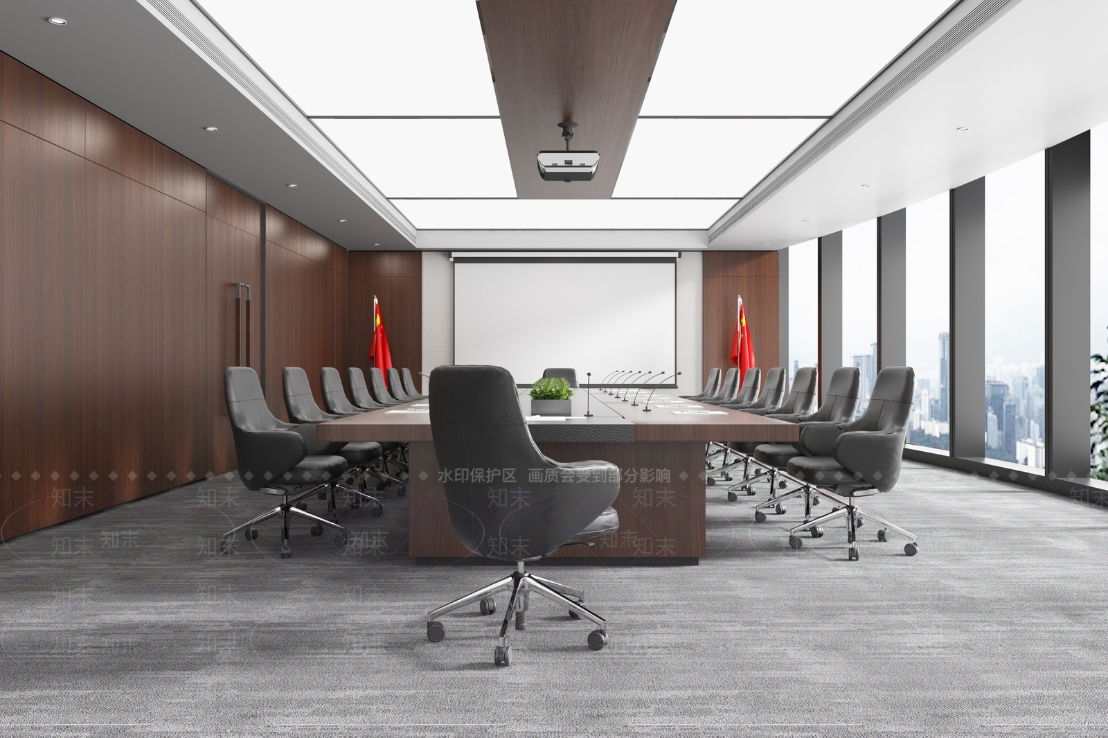 现代党建会议室3D模型下载【ID:1129995658】