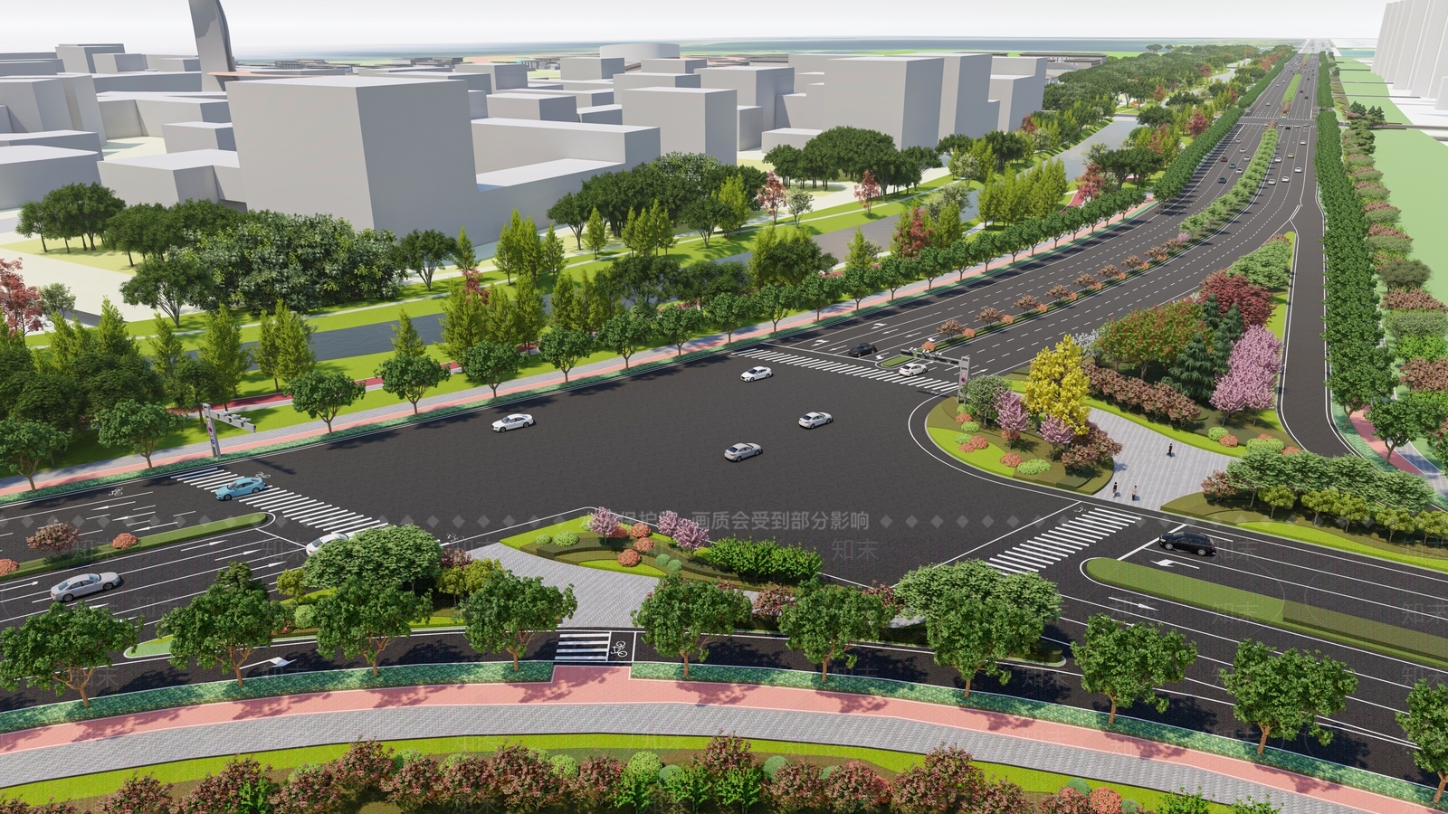 现代城市道路简模规划SU模型下载【ID:1129999352】