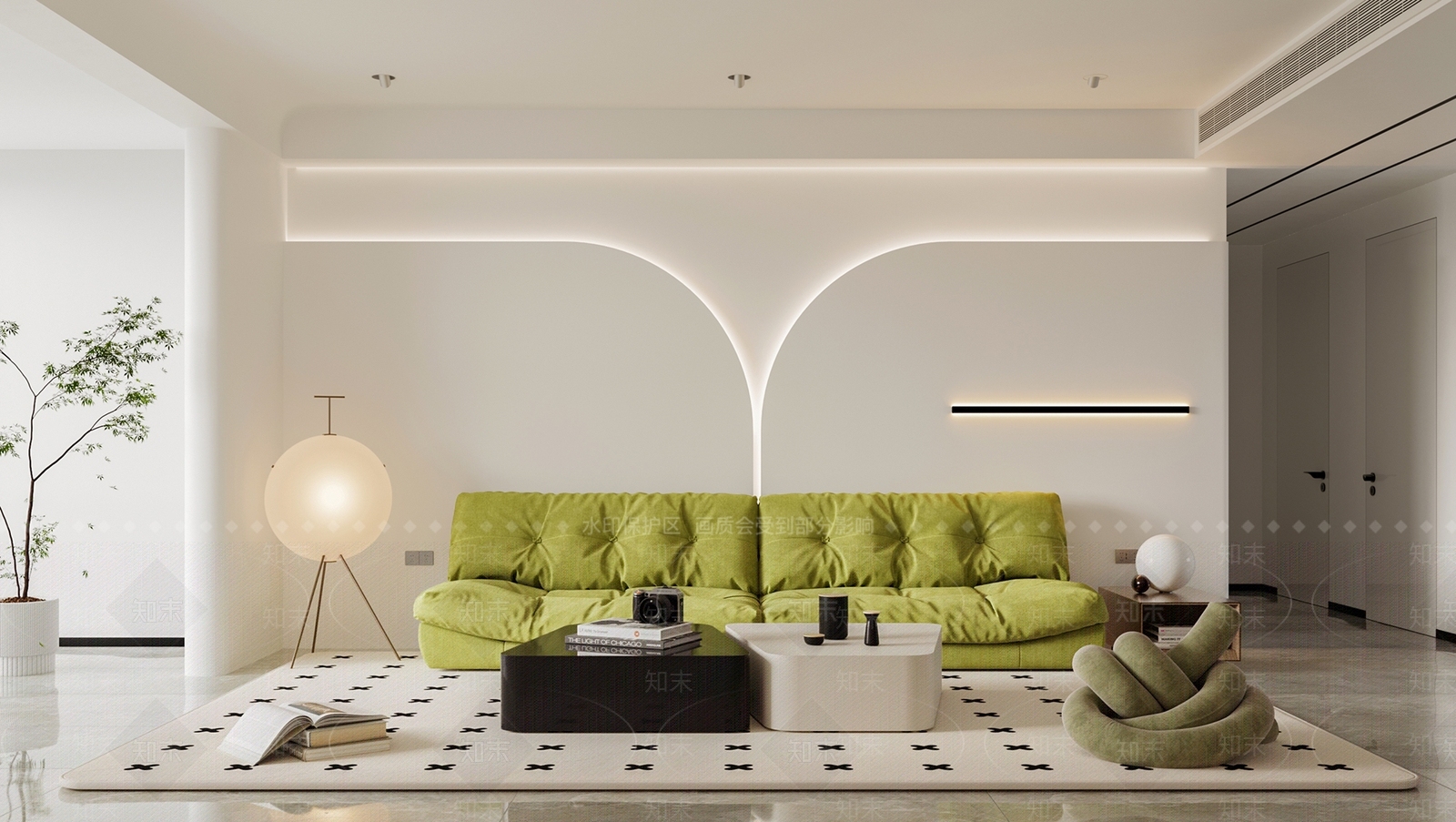 现代小清新极简客厅3D模型下载【ID:1130001695】