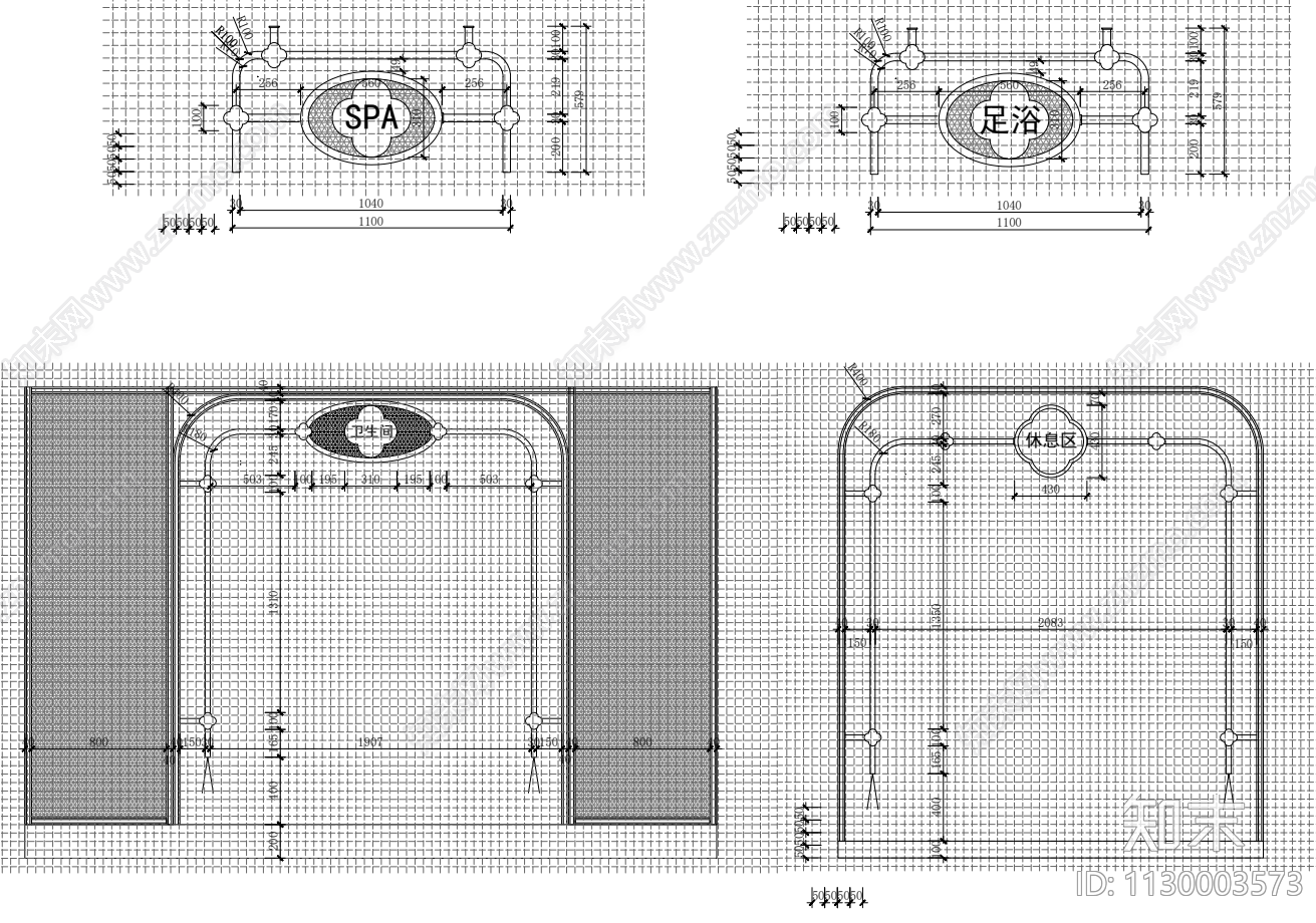 足浴会所立面图cad施工图下载【ID:1130003573】
