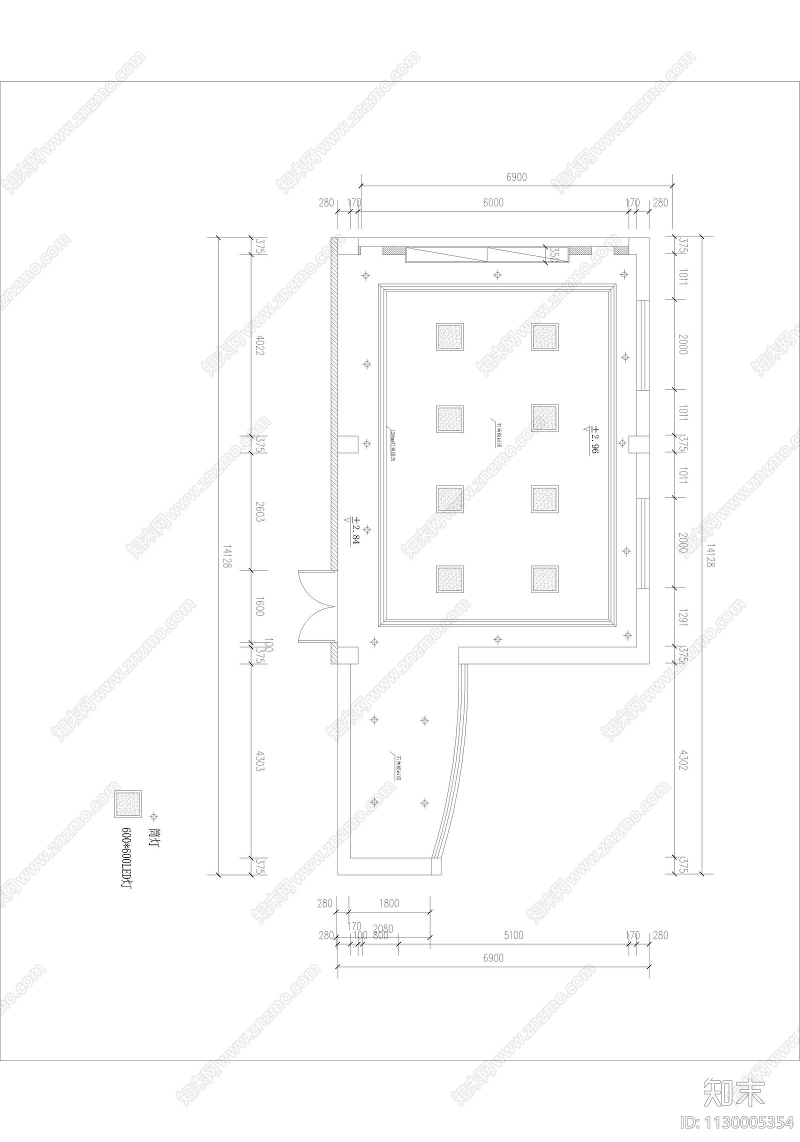 现代简约小型办公室cad施工图下载【ID:1130005354】