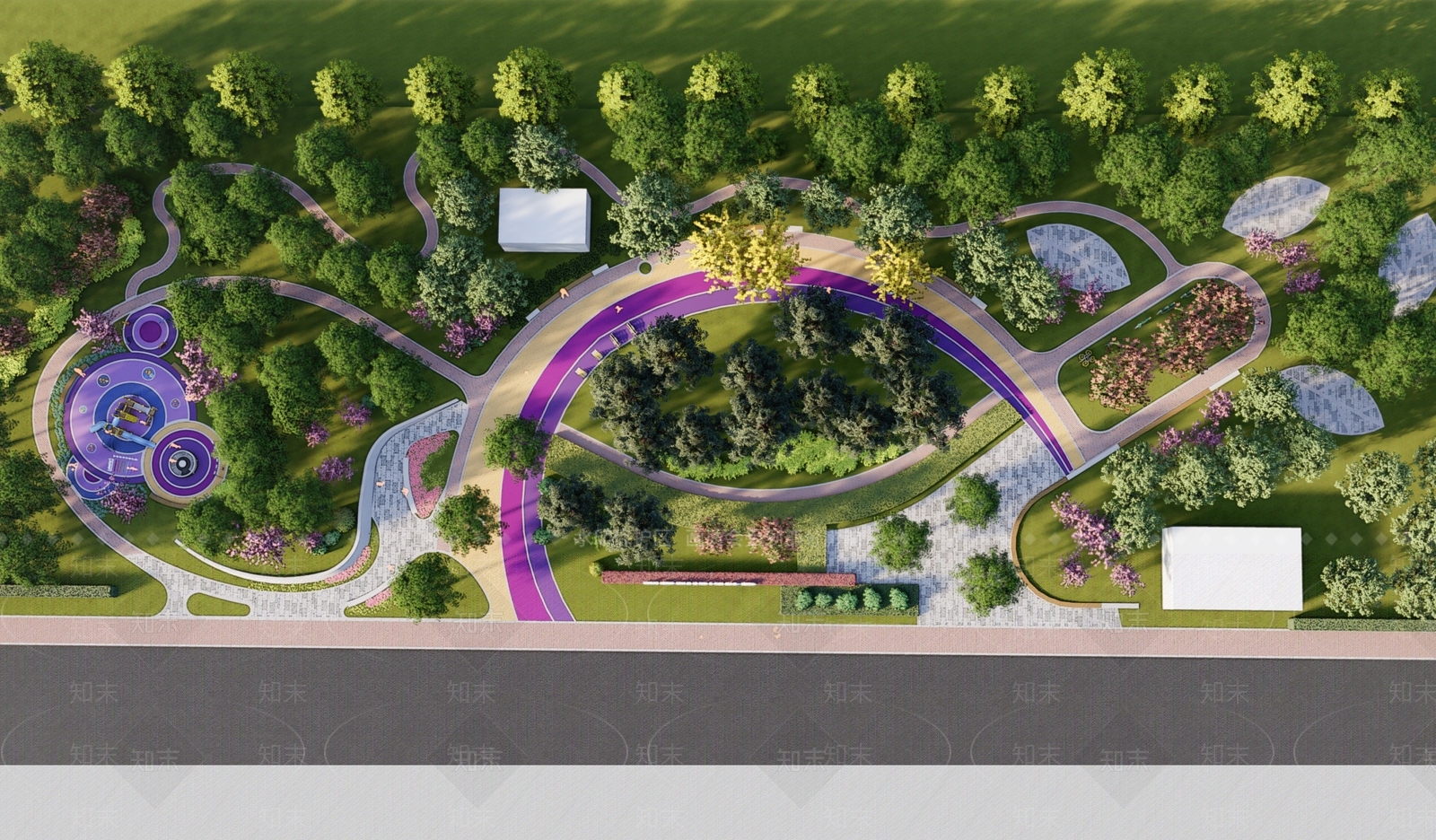 现代城市公园SU模型下载【ID:1130008752】