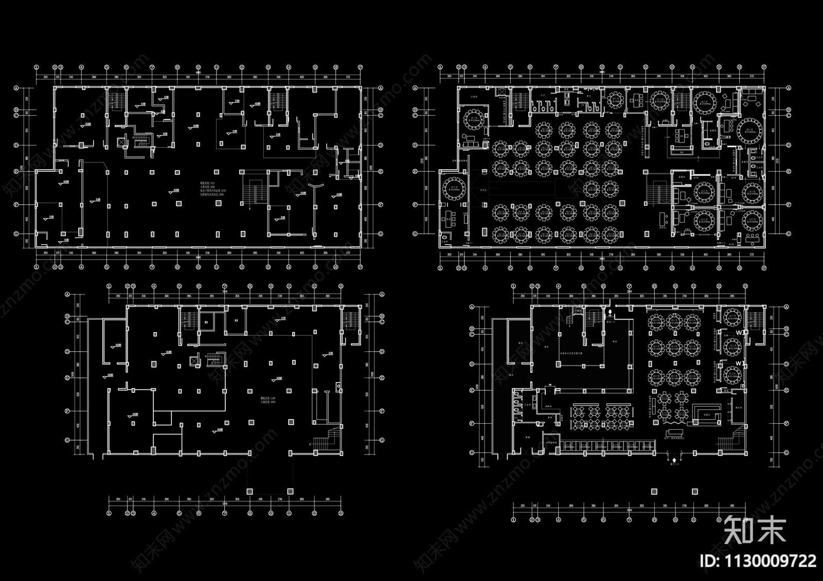 现代餐饮空间平面布置cad施工图下载【ID:1130009722】