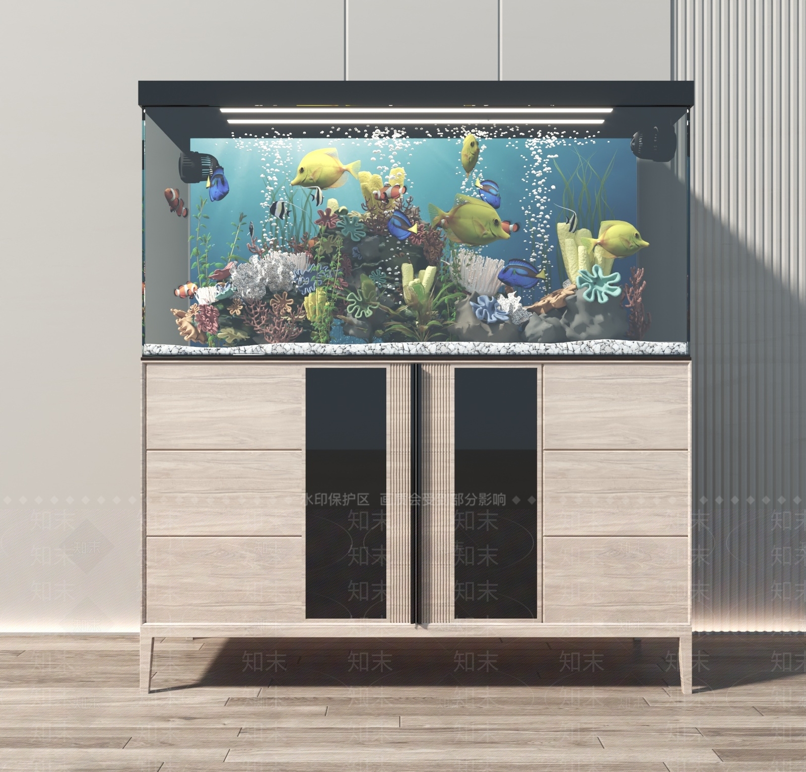 现代玻璃鱼缸3D模型下载【ID:1130009814】